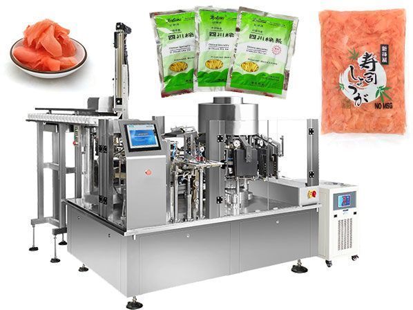 Высококачественная ротационная вакуумная упаковочная машина для маринования Кимчи в готовых пакетах Дойпак