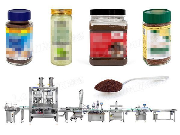 Автоматическая линия для наполнения, укупорки и маркировки бутылок с кофейным порошком