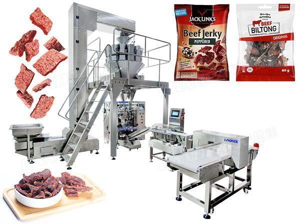 Автоматическая машина для упаковки сухих продуктов Biltong говядины отрывистая с детектором веса и металла