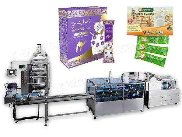 Автоматическая многополосная линия по производству бокса для упаковки сухого молока в пакеты Stick Pack