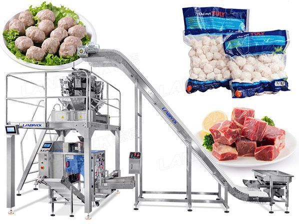 Автоматическая машина для вакуумной упаковки замороженных продуктов в готовые пакеты